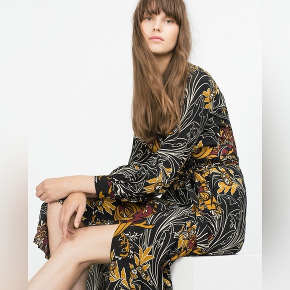 ZARA PRINTED MIDI FLOWERED WRAP DRESS FW15 - Picture 7 of 8